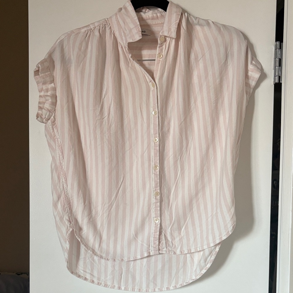 Madewell Light Pink Striped Button-Down Shirt